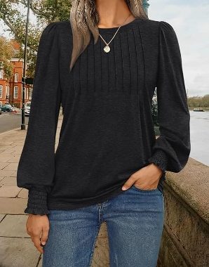 Damen-Langarmhemden 2025, elegant, Herbst, modisch, lässig, plissiert, Business-Outfits, trendige Blusen mit gesmokten Bün…