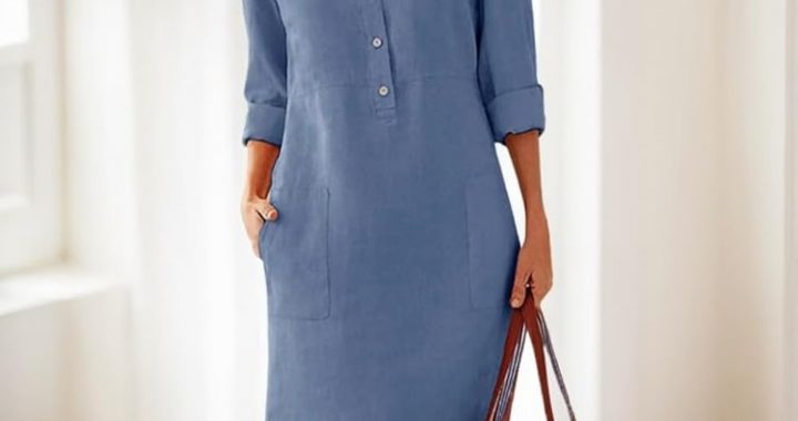 Damen-Kleid, Übergröße, Rundhalsausschnitt, lange Ärmel, Frühling, lässig, lockere Passform