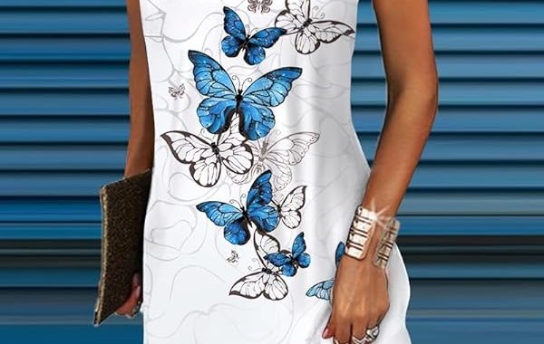 Freizeitkleid mit Schmetterlings-Aufdruck