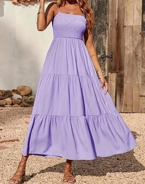 Damen Trägerkleid Boho Strand ärmellos Schlauch 2025 Sommer A-Linie Sommerkleid Flowy Swing Maxikleid