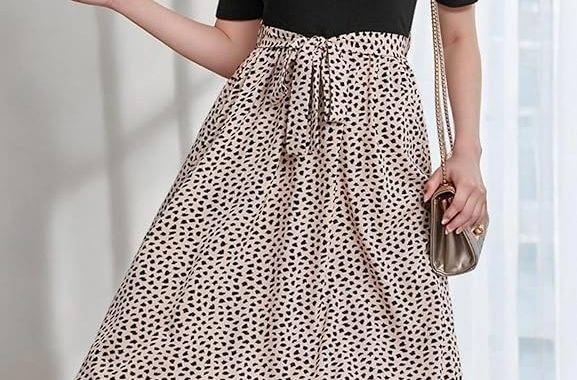 Damen-Kleid, kurzärmelig, modisch, Lehrer, Kirche, bescheiden, Business, Freizeit, Arbeit, Outfits, Midi-Kleid