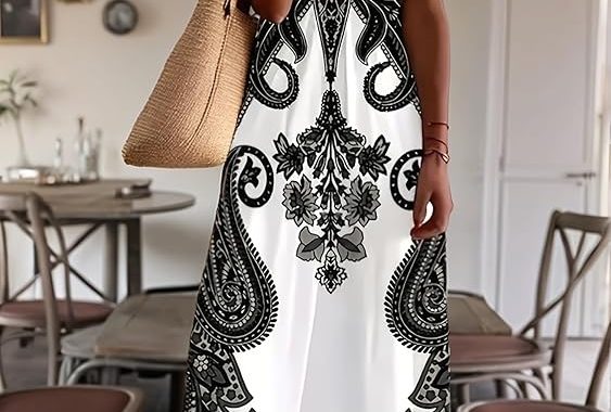 Ärmelloses Damenkleid, lockere Passform, V-Ausschnitt, Strand, Hawaii, Maxi, lang, Sommerkleider 2025