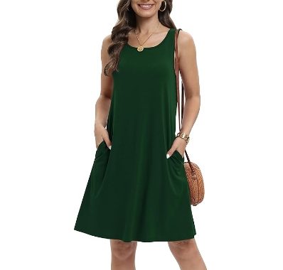 T-Shirt-Kleider für Damen, lässig, schlicht, kurzärmelig, Tunika-Kleid, A-Linie, locker, bequem, Swing-Midikleid